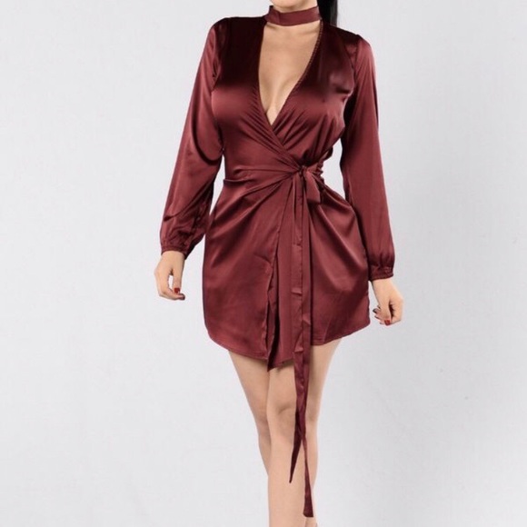 silky maroon dress